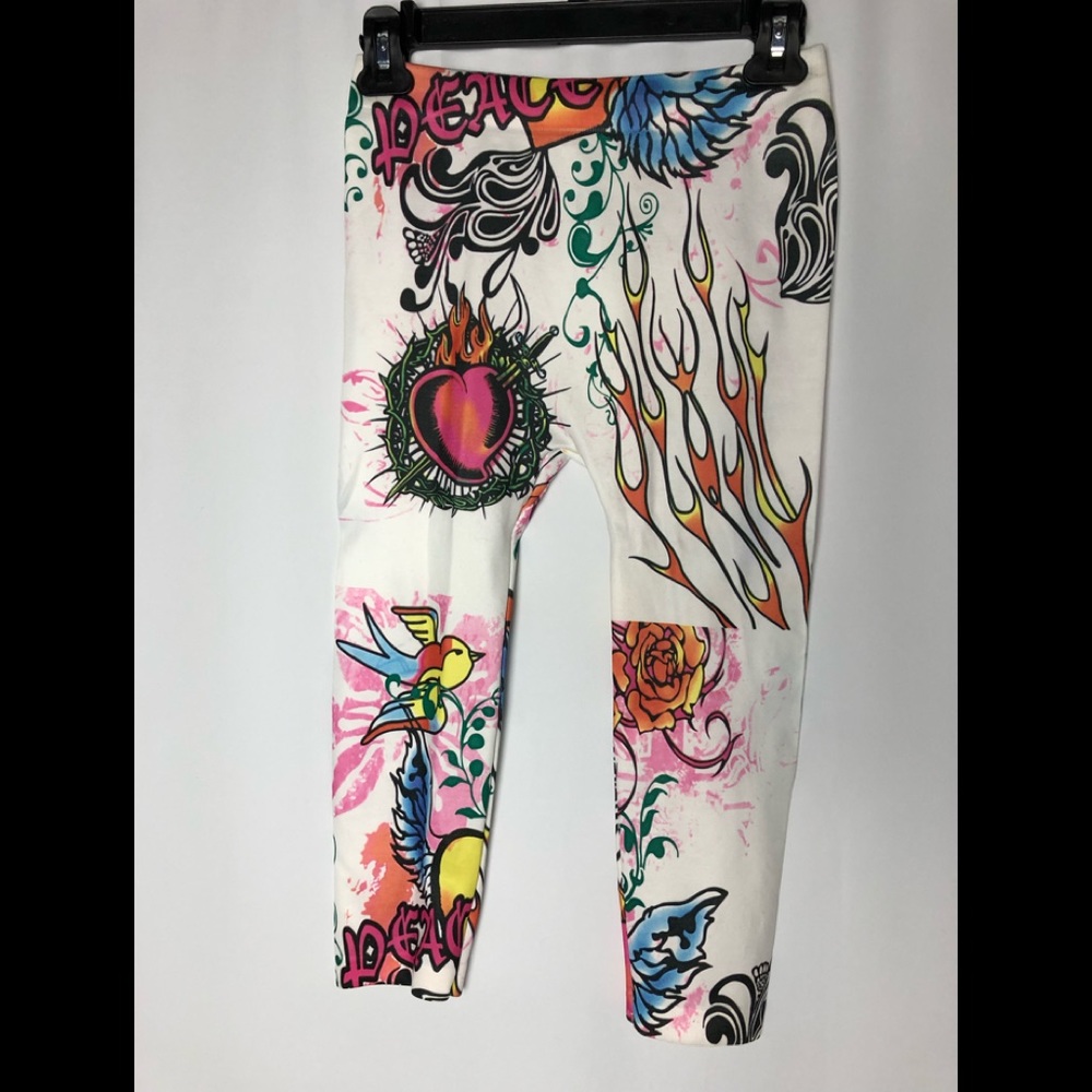 White Tattoo Print Leggings